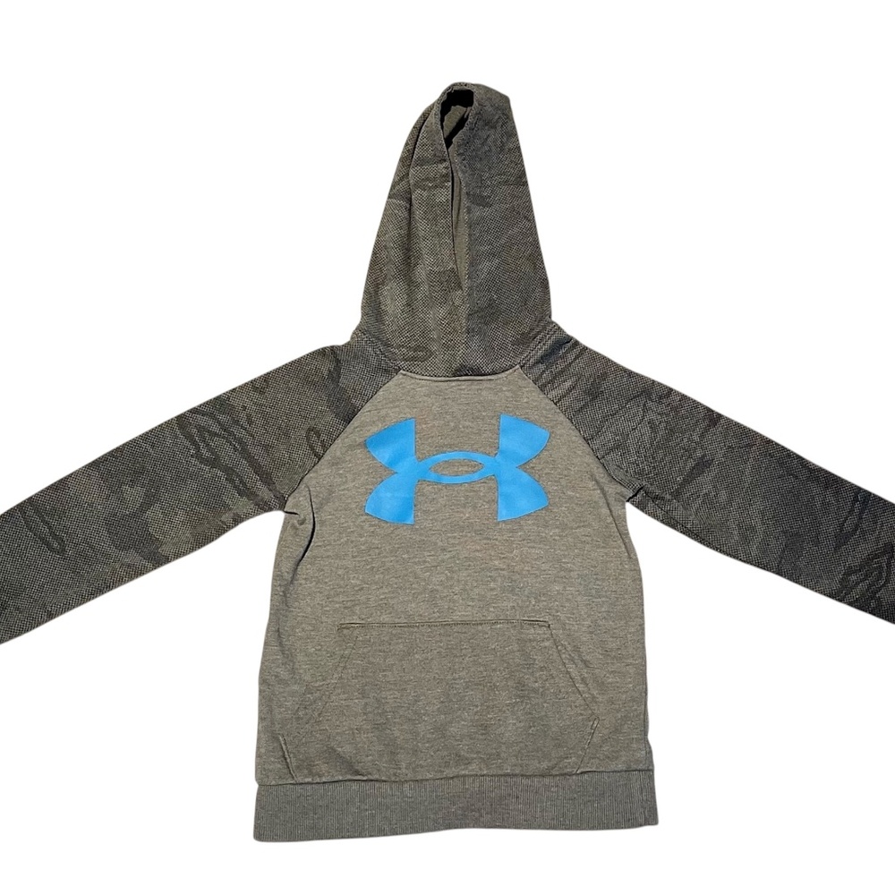 Under Armour Kids' Camo Sleeve Hoodie – Gray & Blue, Size Medium